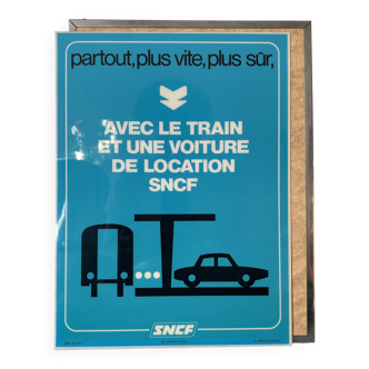 SNCF POSTER FROM 1976 AND CORAL TRAIN SUPPORT