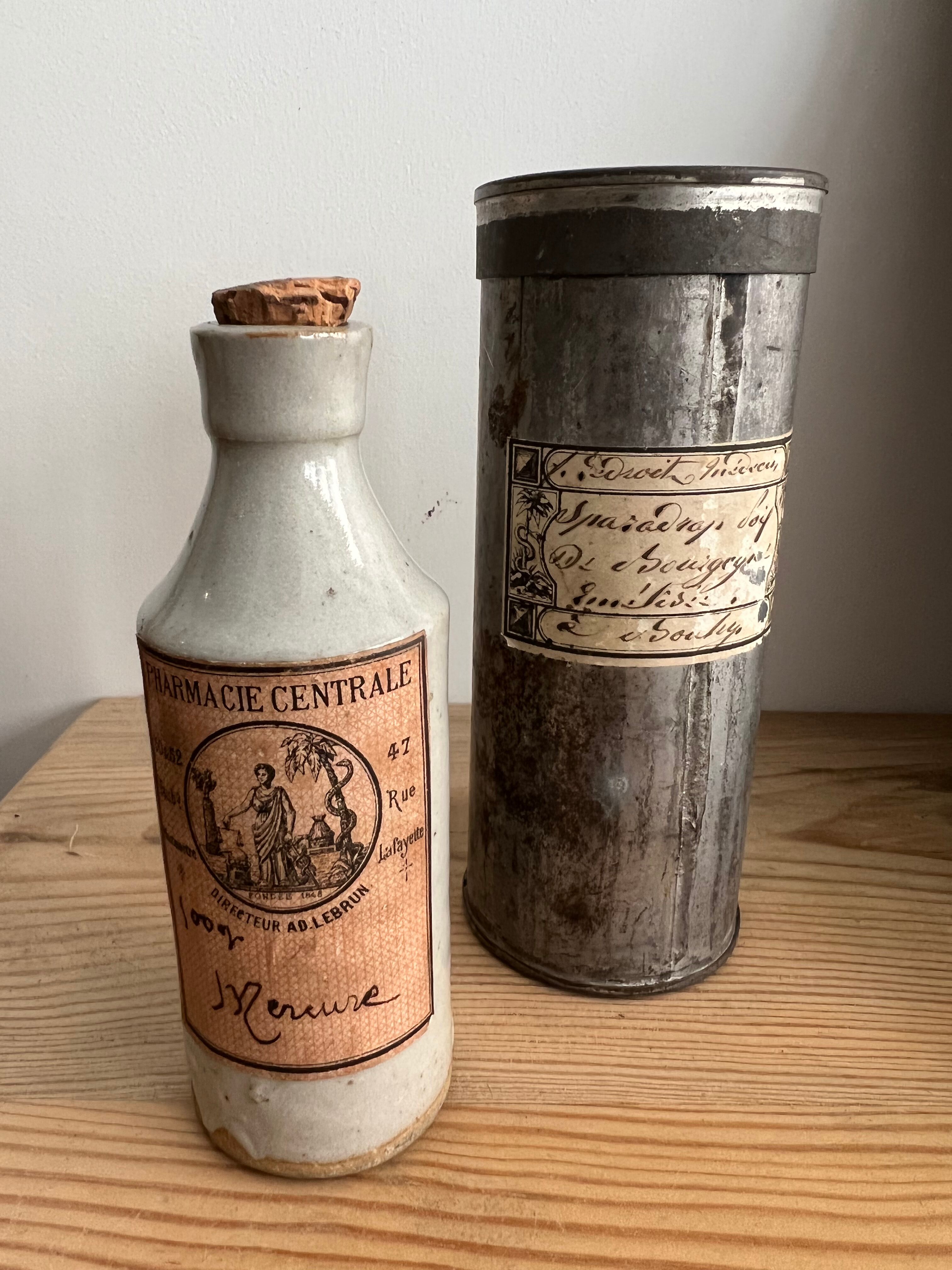 RARE Mercury stoneware pharmacy bottle
