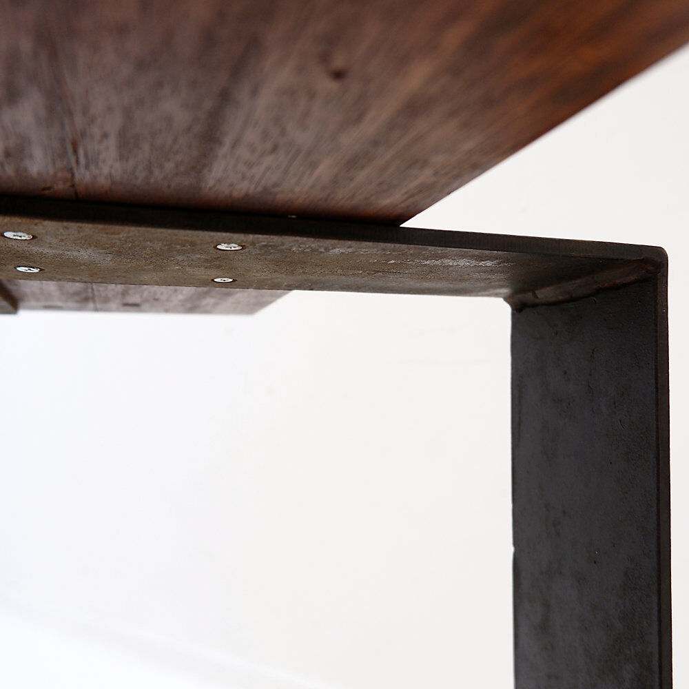 Vintage wooden and metal stool in the style of the "T" model by Pierre Chareau.