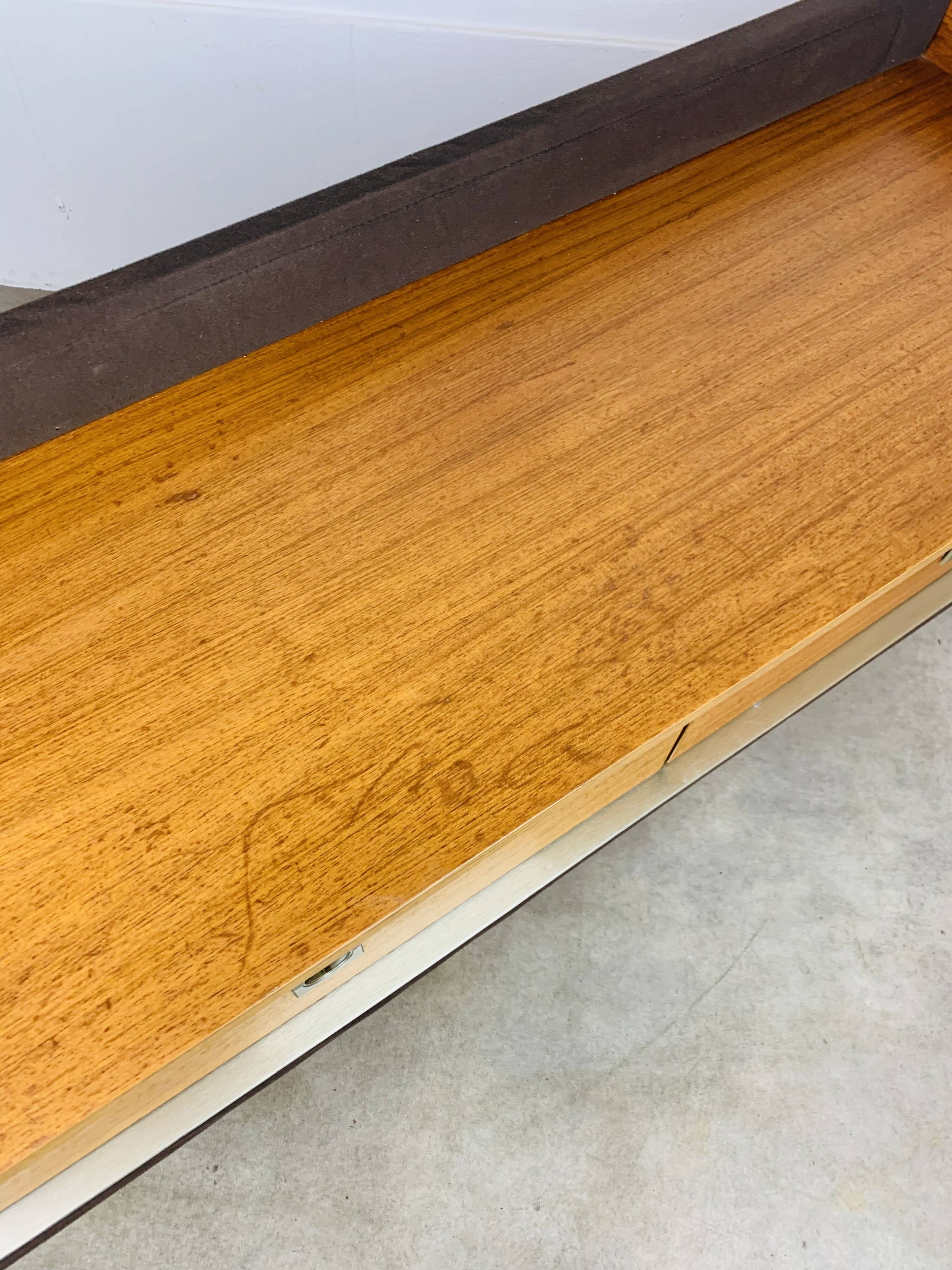 Vintage teak and aluminum sideboard, 1970s, TV stand, Scandinavian style