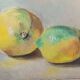 Oil painting still life with two lemons 1960 signed