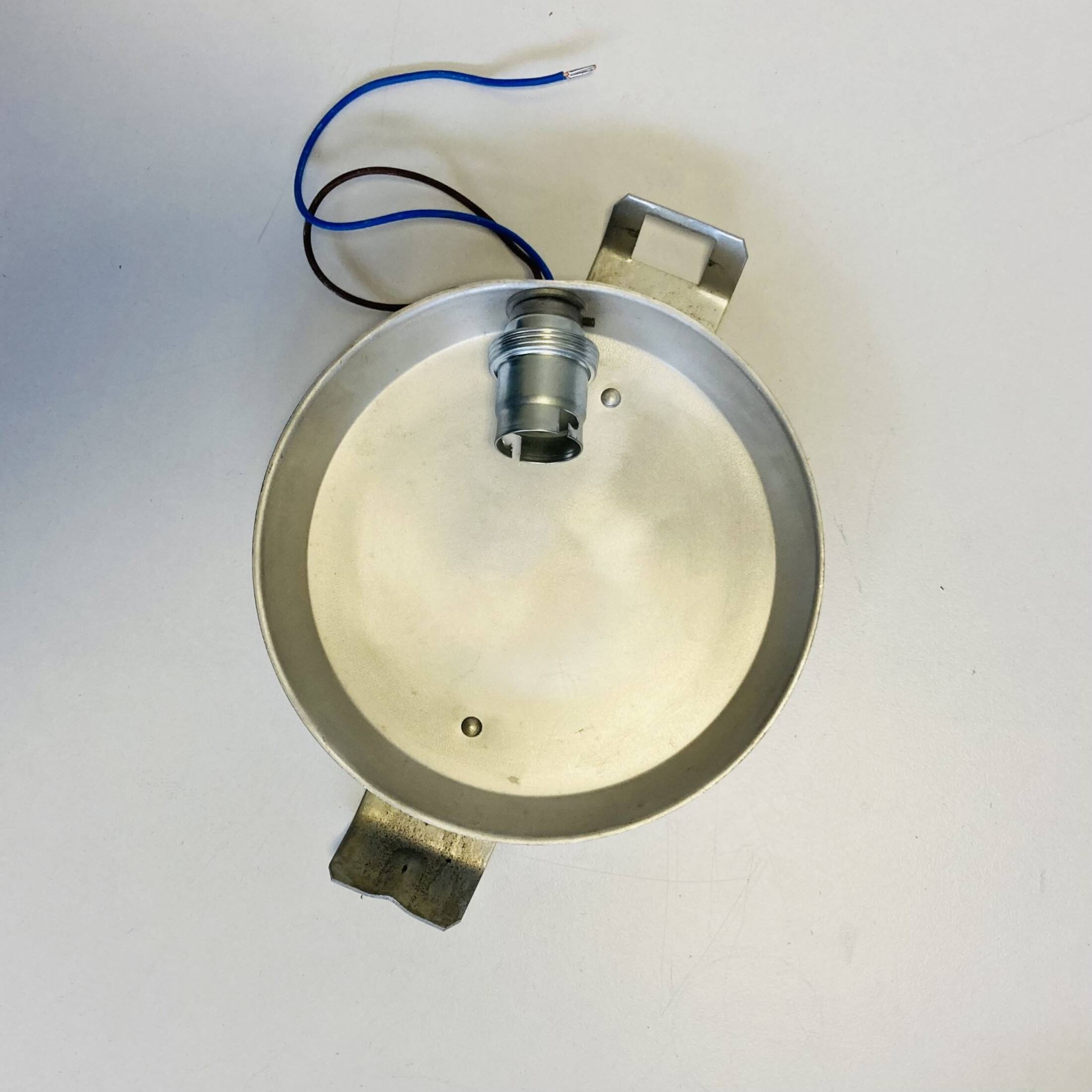 Minimalist ceiling light in Holophane type glass and aluminum LAMP-7057