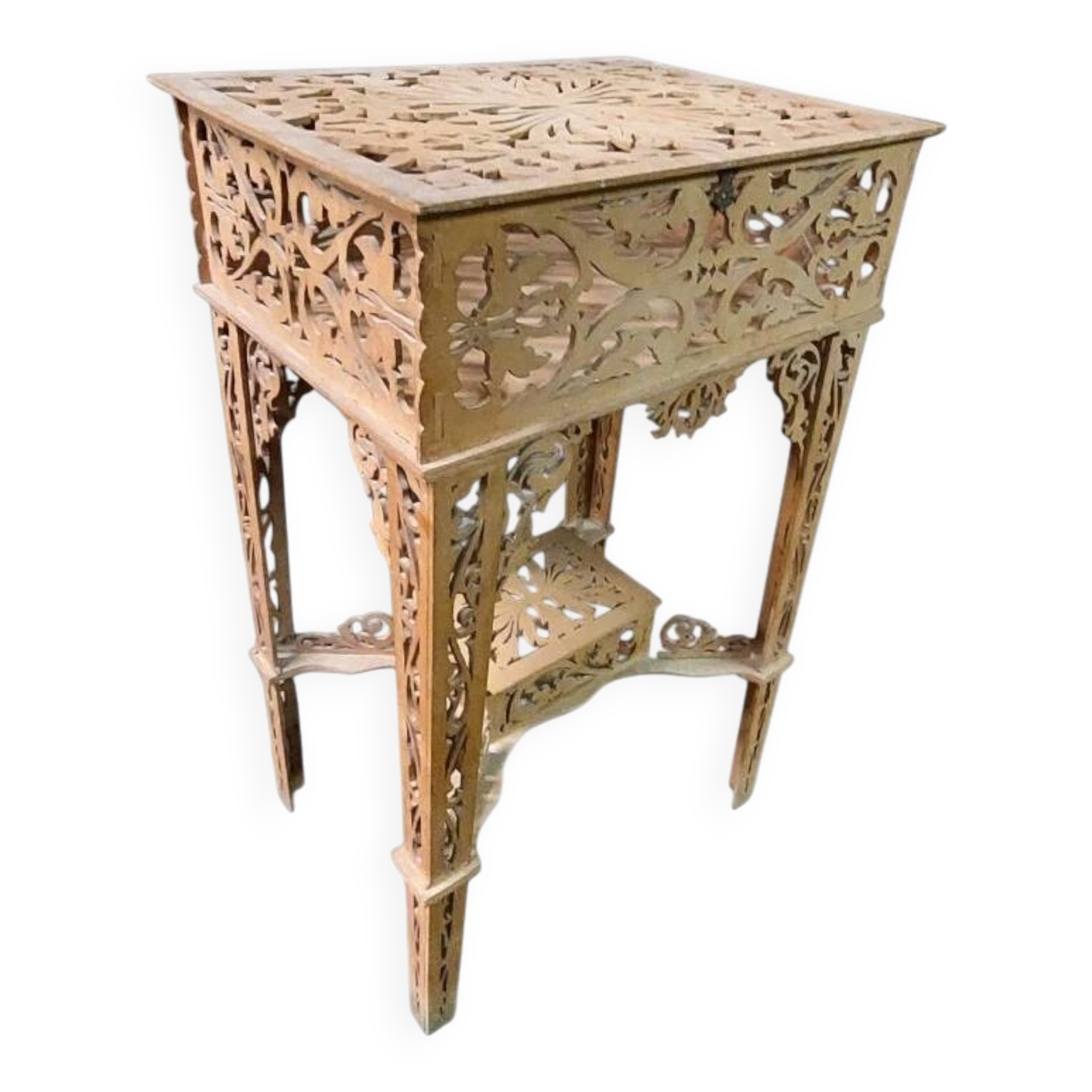 Rare antique wooden arch table, signed Amati, Turin, early 20th century Art Nouveau