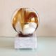 Polychrome glass globe lamp on marble base / vintage 60s-70s