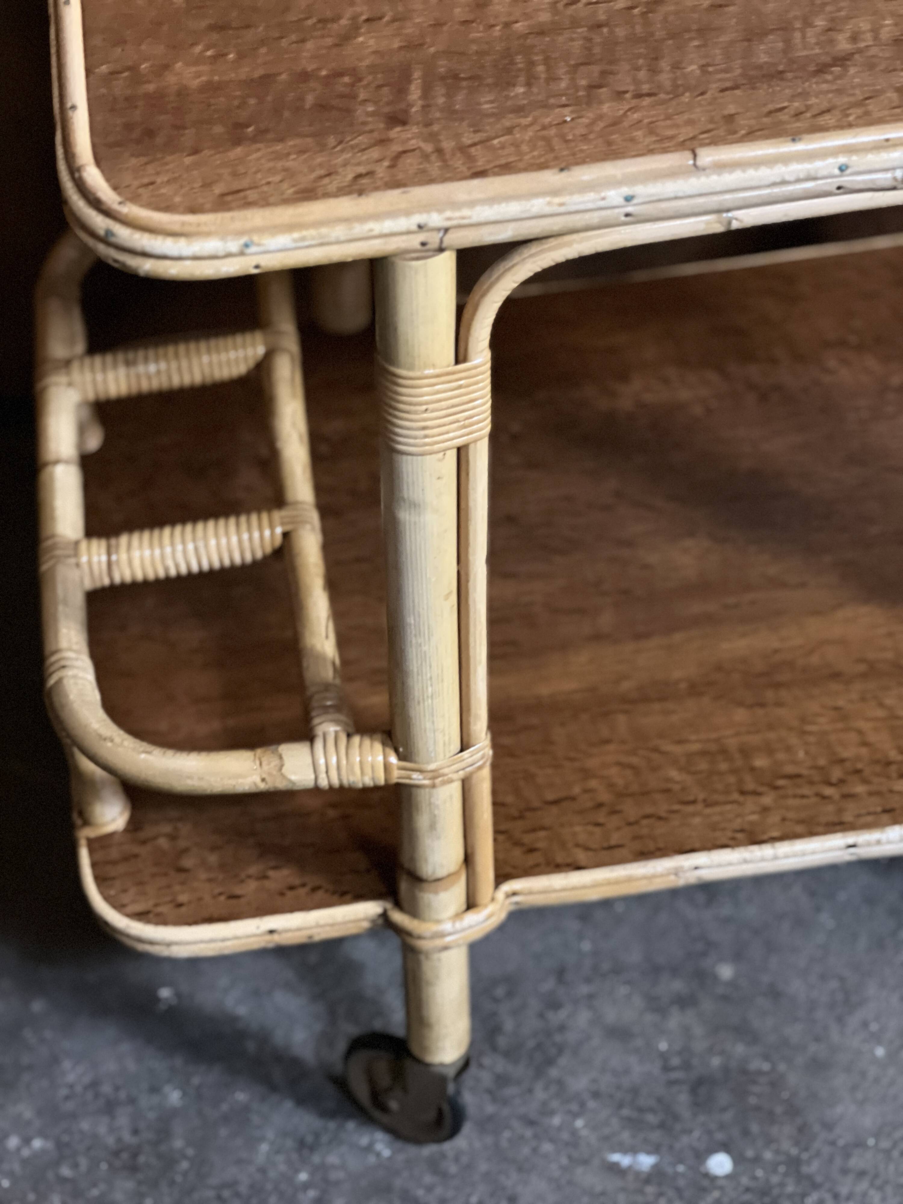 Bamboo serving trolley