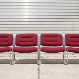 Space Age Chairs in Chrome and Velvet, 1970s, Set of 4