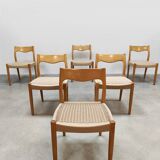 Danish vintage oak papercord dining chairs ‘Wabi-Sabi’