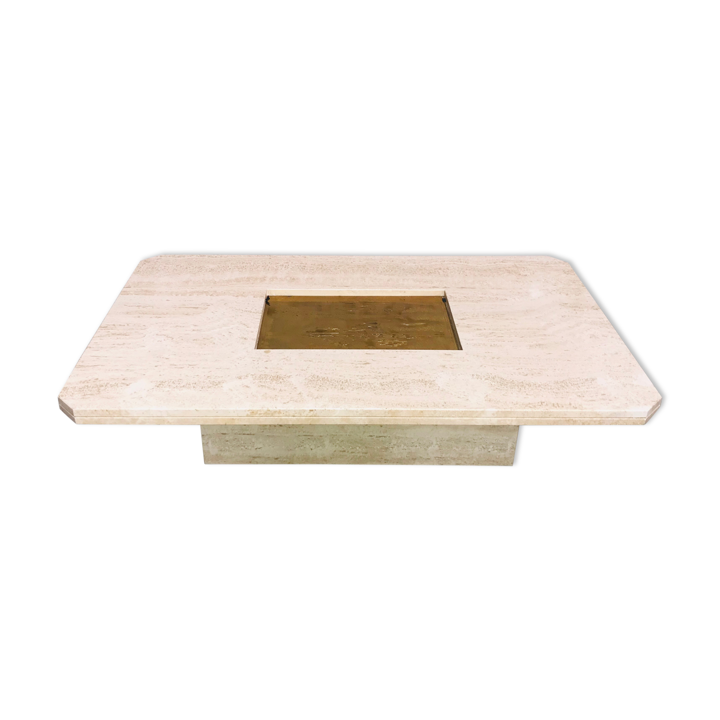 Vintage travertine coffee table by Georges Mathias