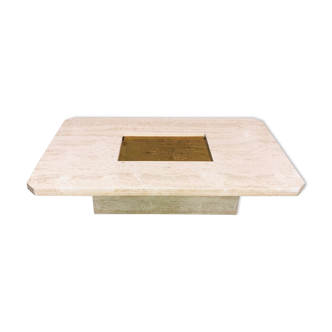 Vintage travertine coffee table by Georges Mathias