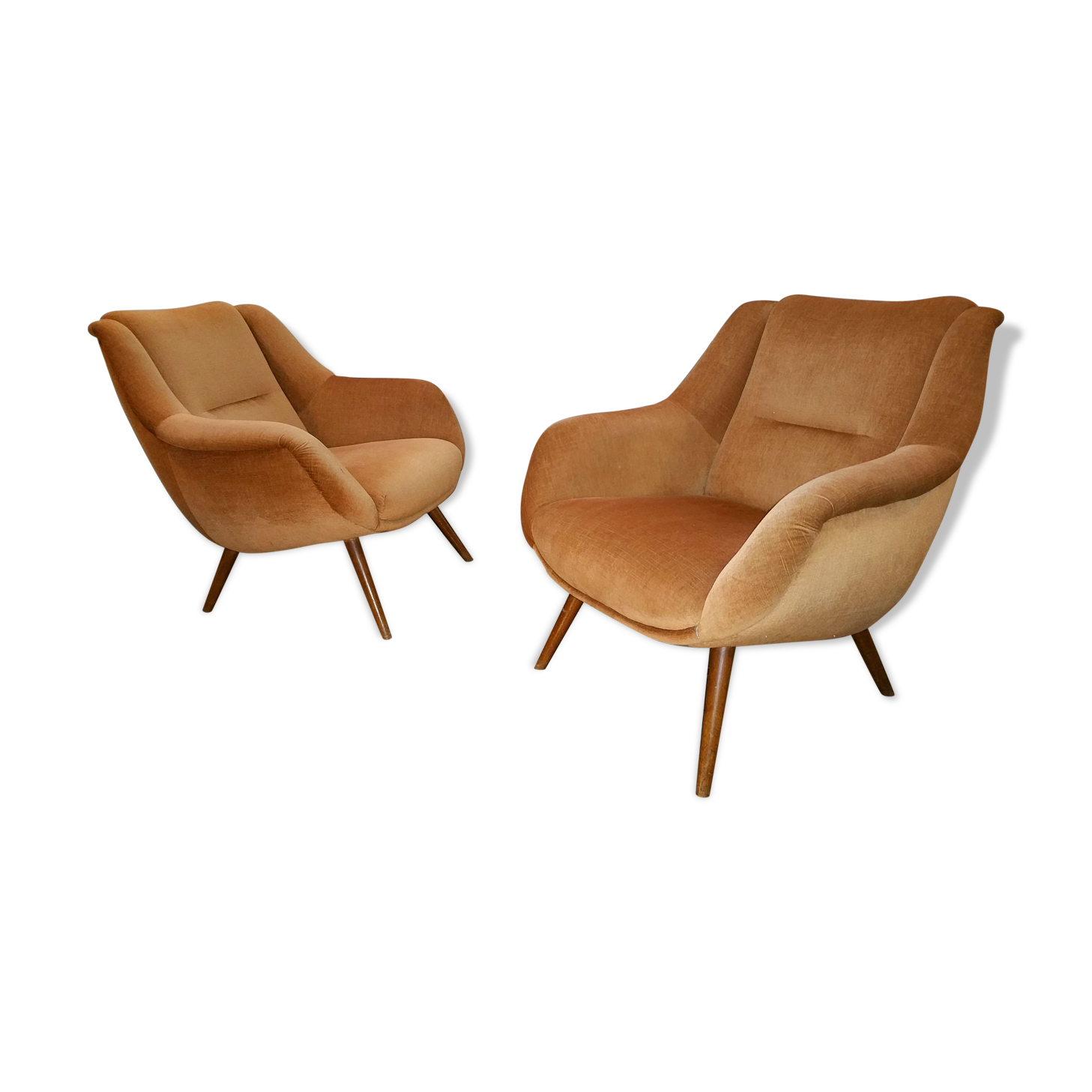 Pair of chairs sculptural vintage restored 60 years