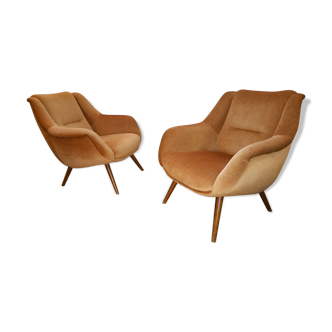 Pair of chairs sculptural vintage restored 60 years