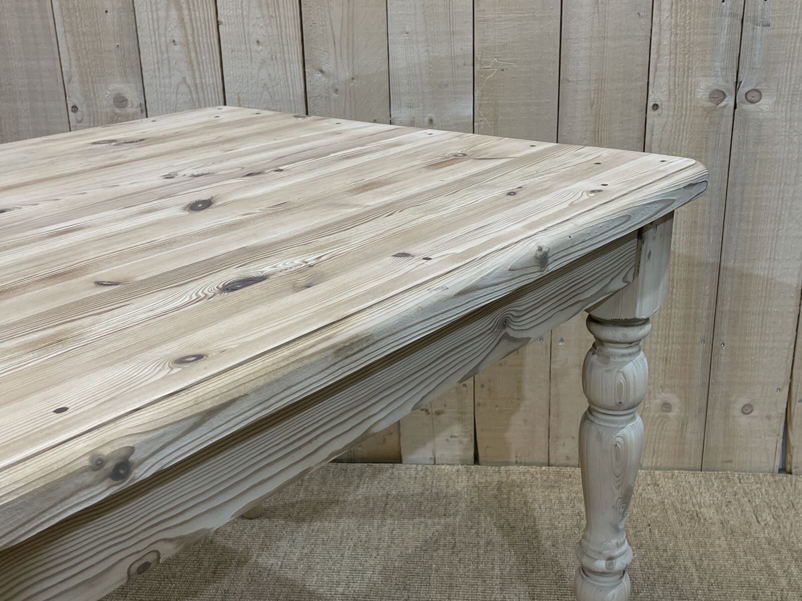 English farmhouse table of the twentieth century in raw fir