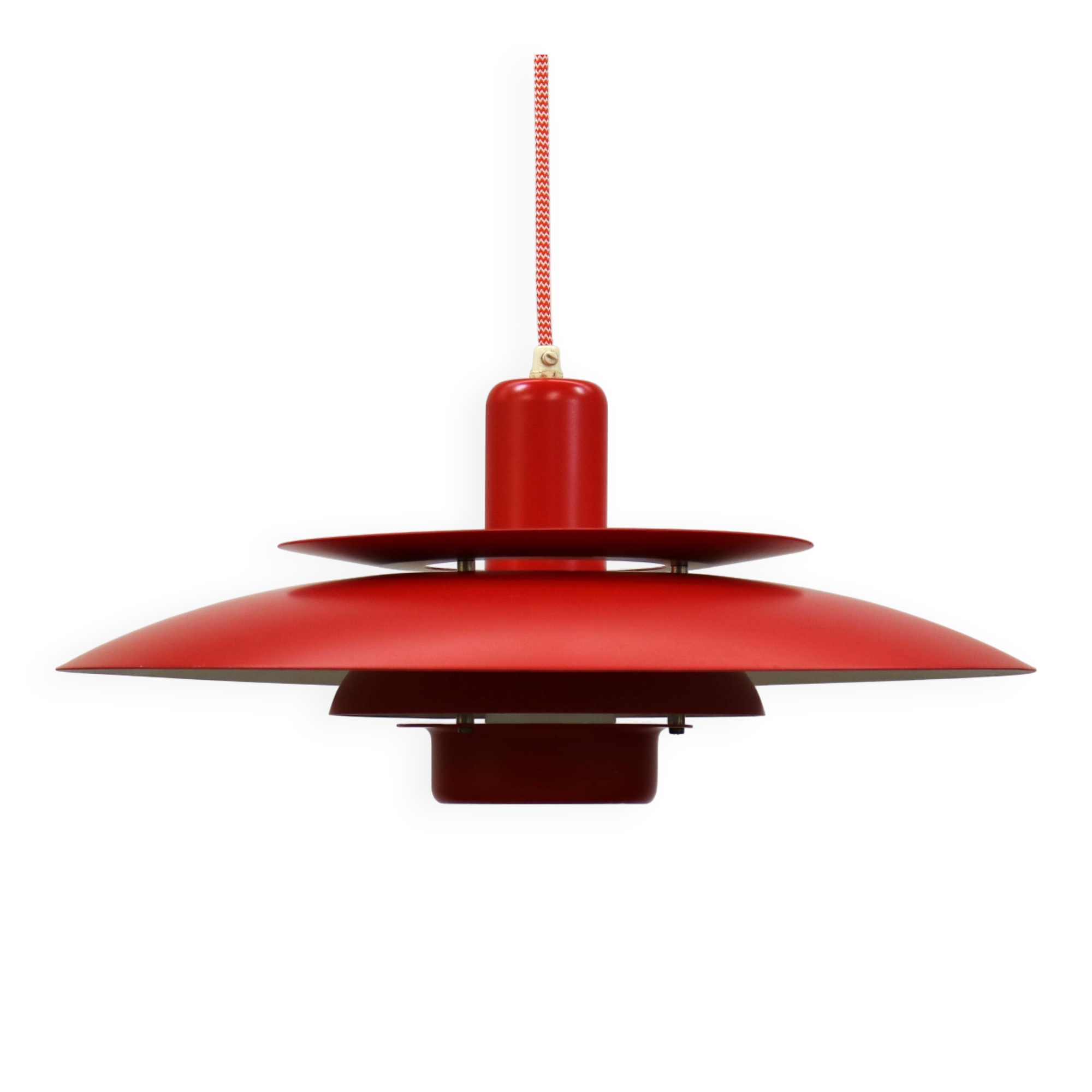 Red vintage Jeka Metaltryk lamp - Danish Modern Design