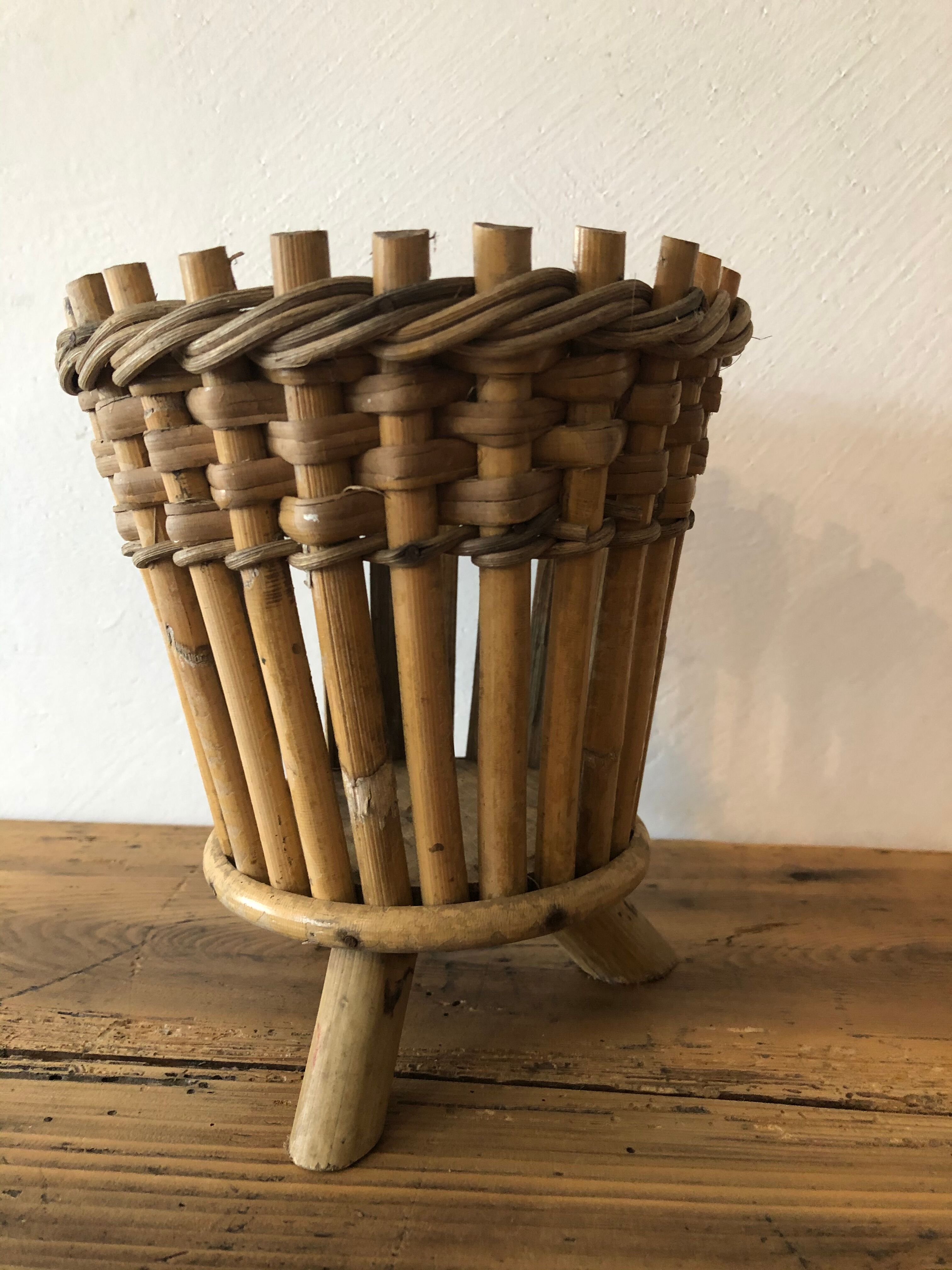 Vintage rattan pot cover