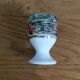 Coquetier faience blanche decoration hen rooster and chicks