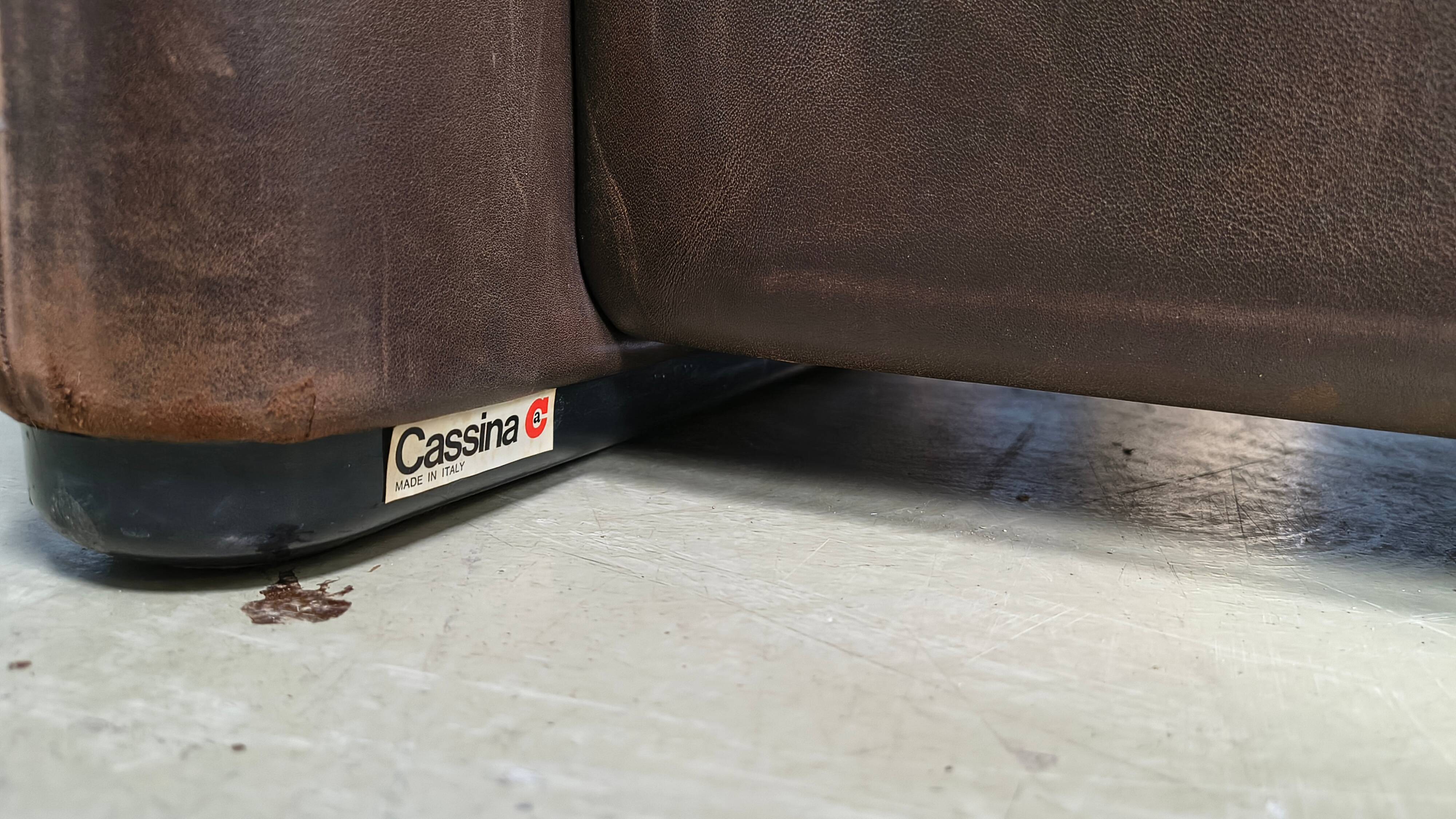 Leather Maralunga sofa by Vico Magistretti for Cassina, 1970s