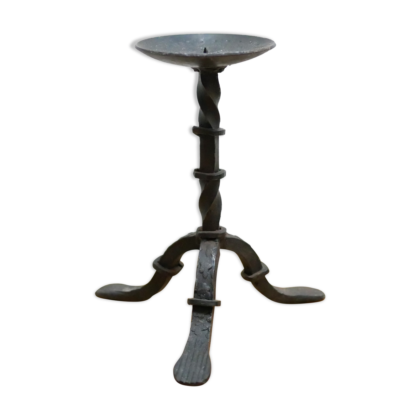 Vintage wrought iron brutalist candle holder