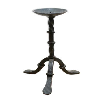 Vintage wrought iron brutalist candle holder