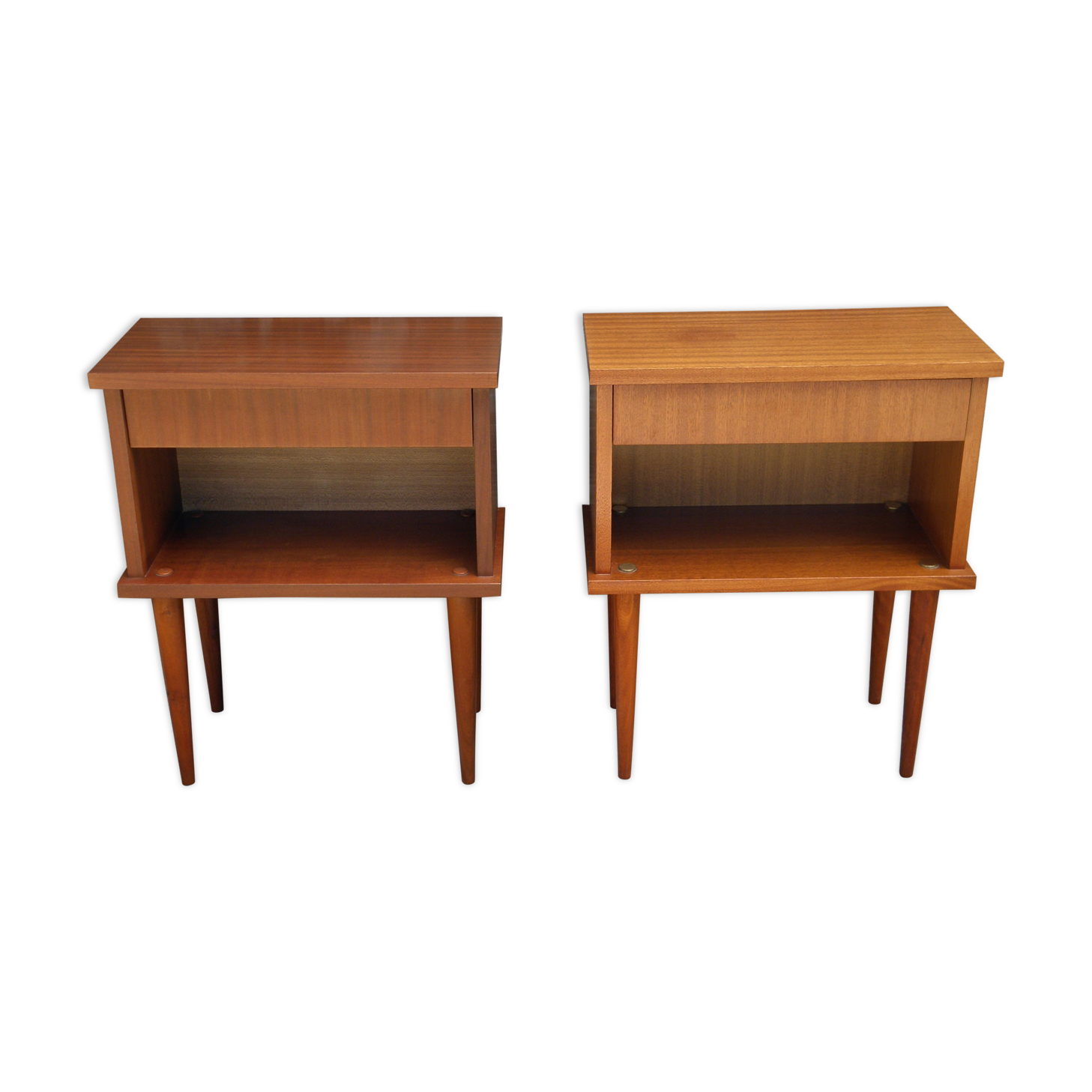 Pair of bedside tables feet spindles 70s