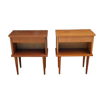 Pair of bedside tables feet spindles 70s
