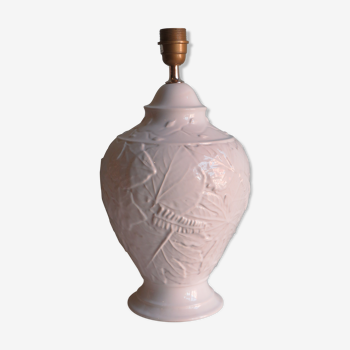 Pied de lampe en céramique à motif floral, 1970 France
