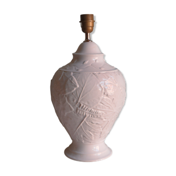 Pied de lampe en céramique à motif floral, 1970 France