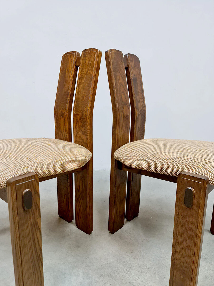 Midcentury oak dining chairs vintage 'Brutalism'
