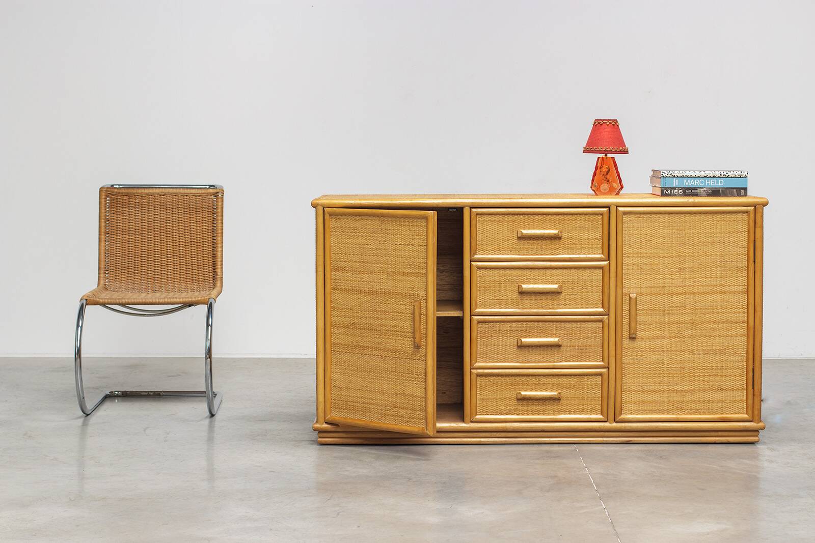 French vintage rattan sideboard 1970