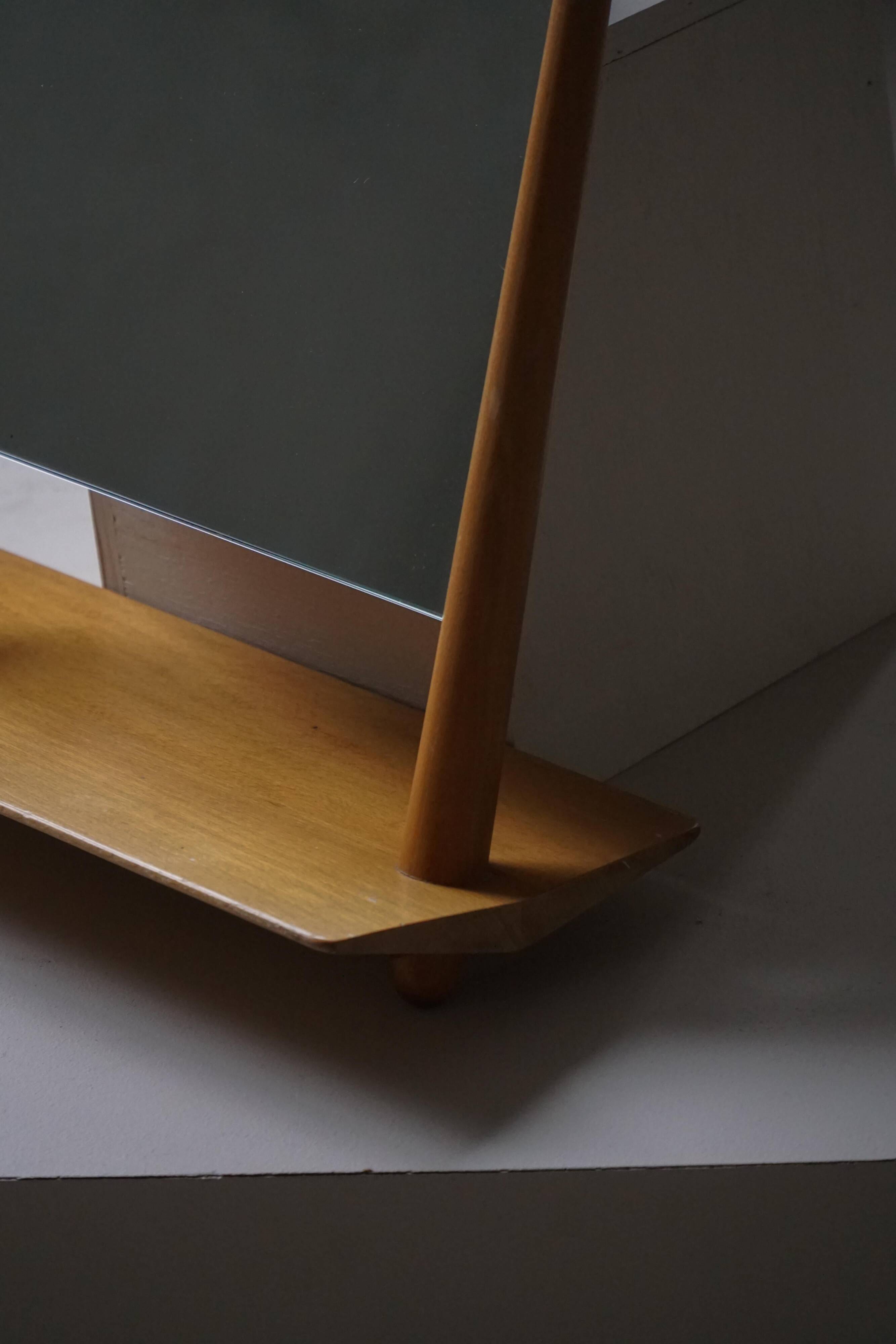 Mid-century Scandinavian floor mirror in wood, 1950–1960