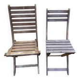 Lot de 2 Chaises Pliantes de Jardin / Balcon en Bois