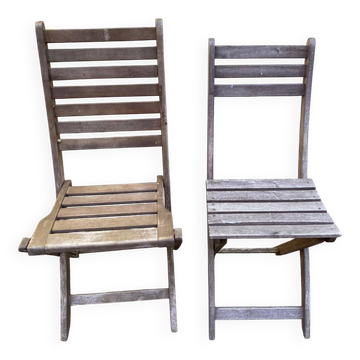 Lot de 2 Chaises Pliantes de Jardin / Balcon en Bois