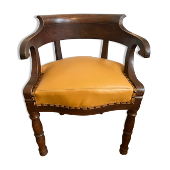 Fauteuil de bureau en chêne XIXeme siècle