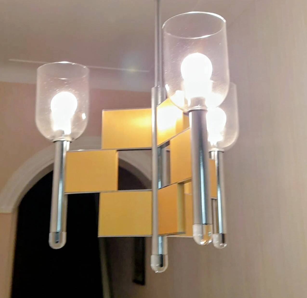 Suspension designed by Gaetano Sciolari, made in Italy. 1970