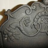 Log holder, old cast iron andiron