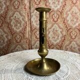 Gold-plated brass candlestick with push button