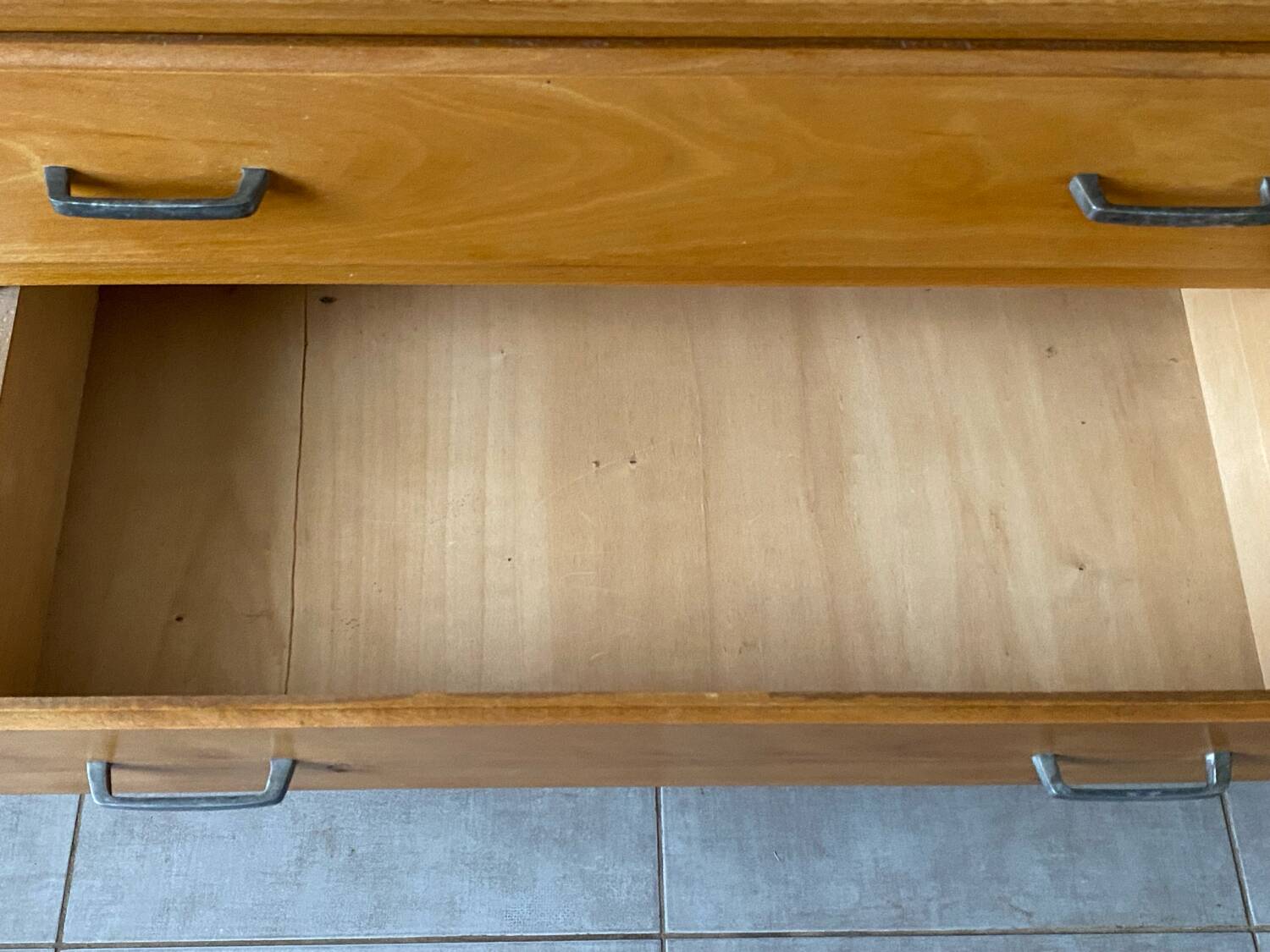 Vintage wooden chest of drawers from the 1950s