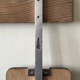 Large modernist wall coat rack in wood and metal, 1970s design.