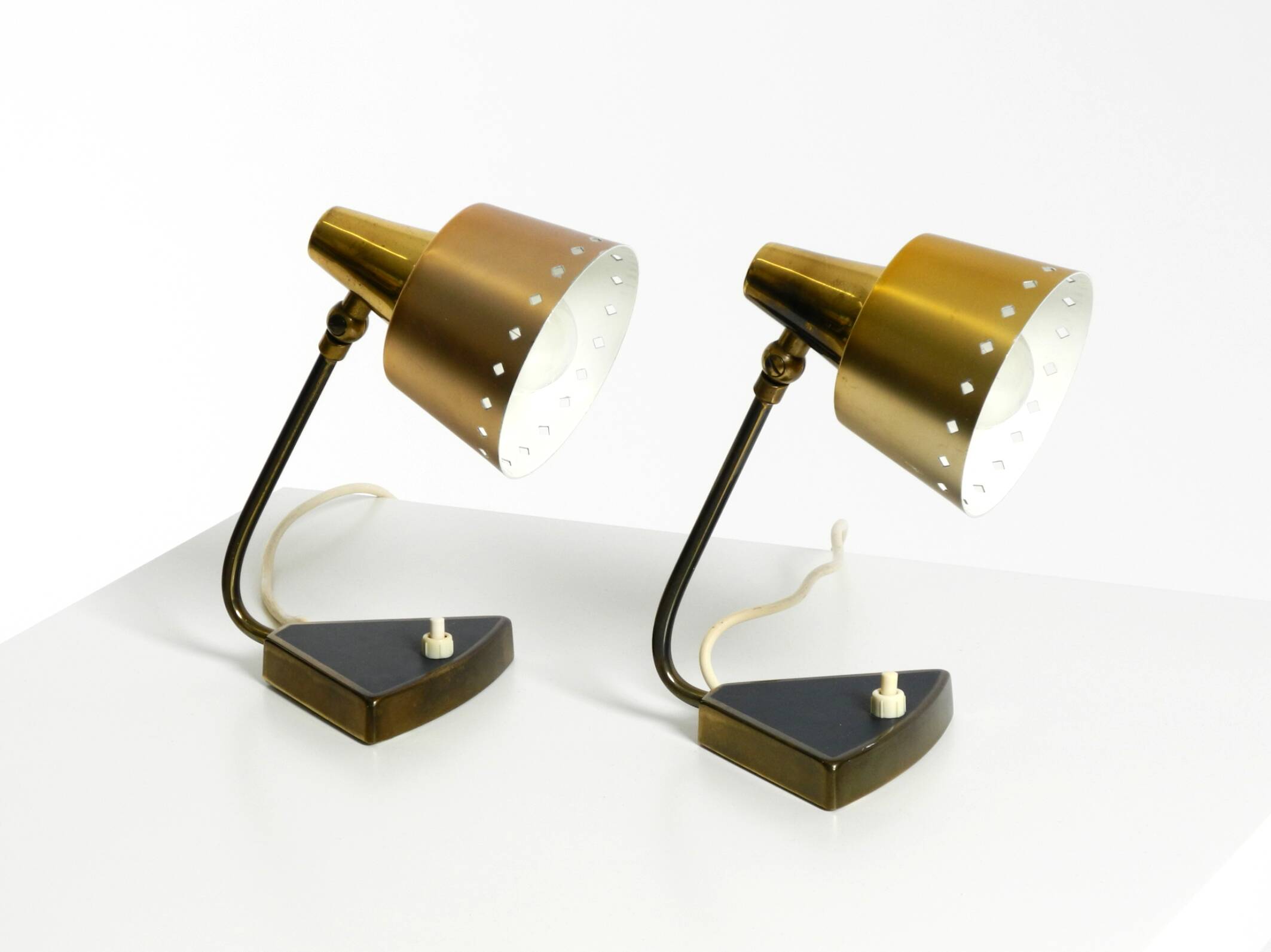 Two beautiful rare Mid Century Modern brass table lamps