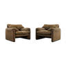 Pair of Maralunga Lounge Chairs by Vico Magistretti for Cassina, Italy