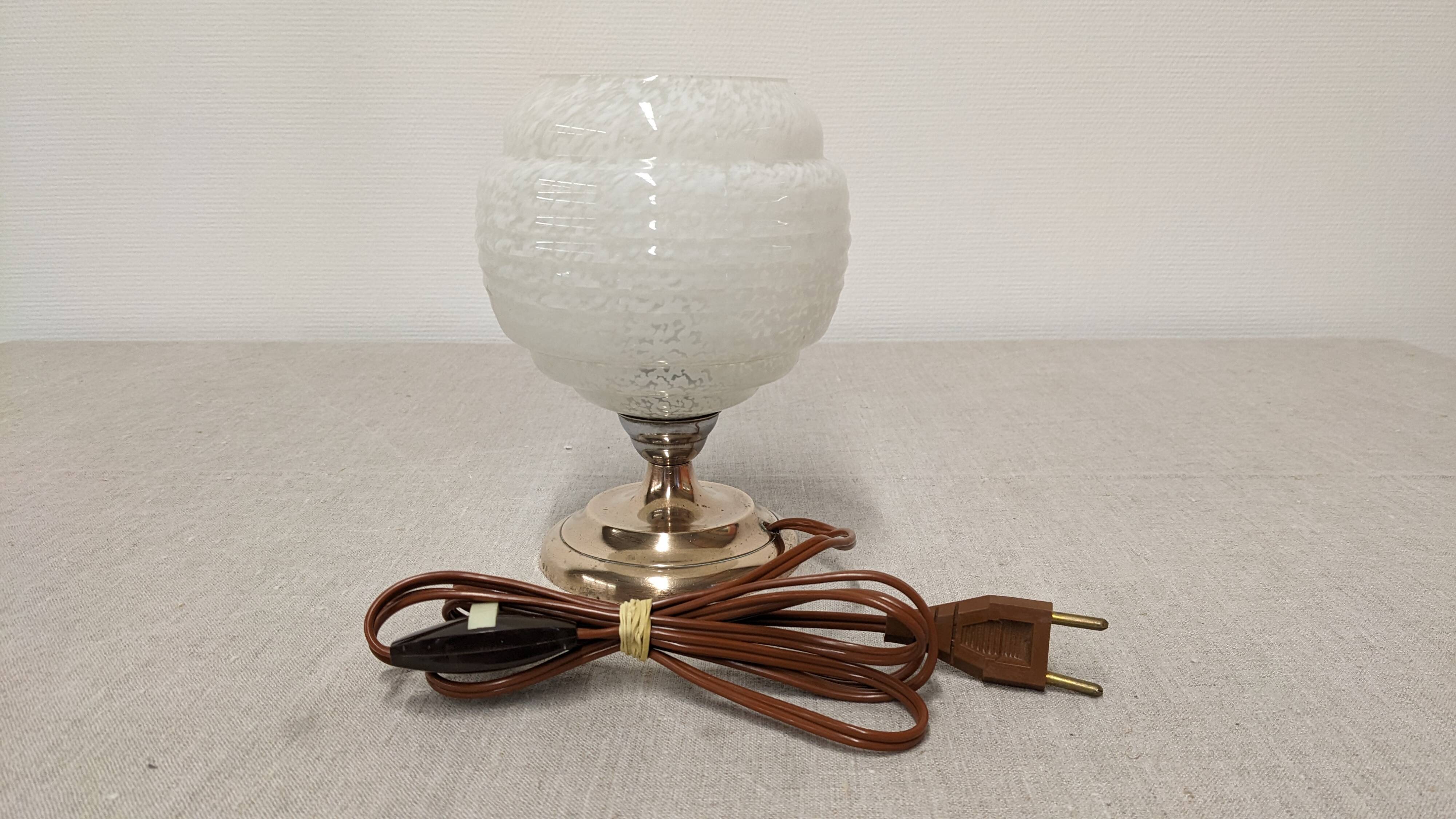 Art Deco bedside or ambient lamp in glass from Clichy, France, circa 1920.