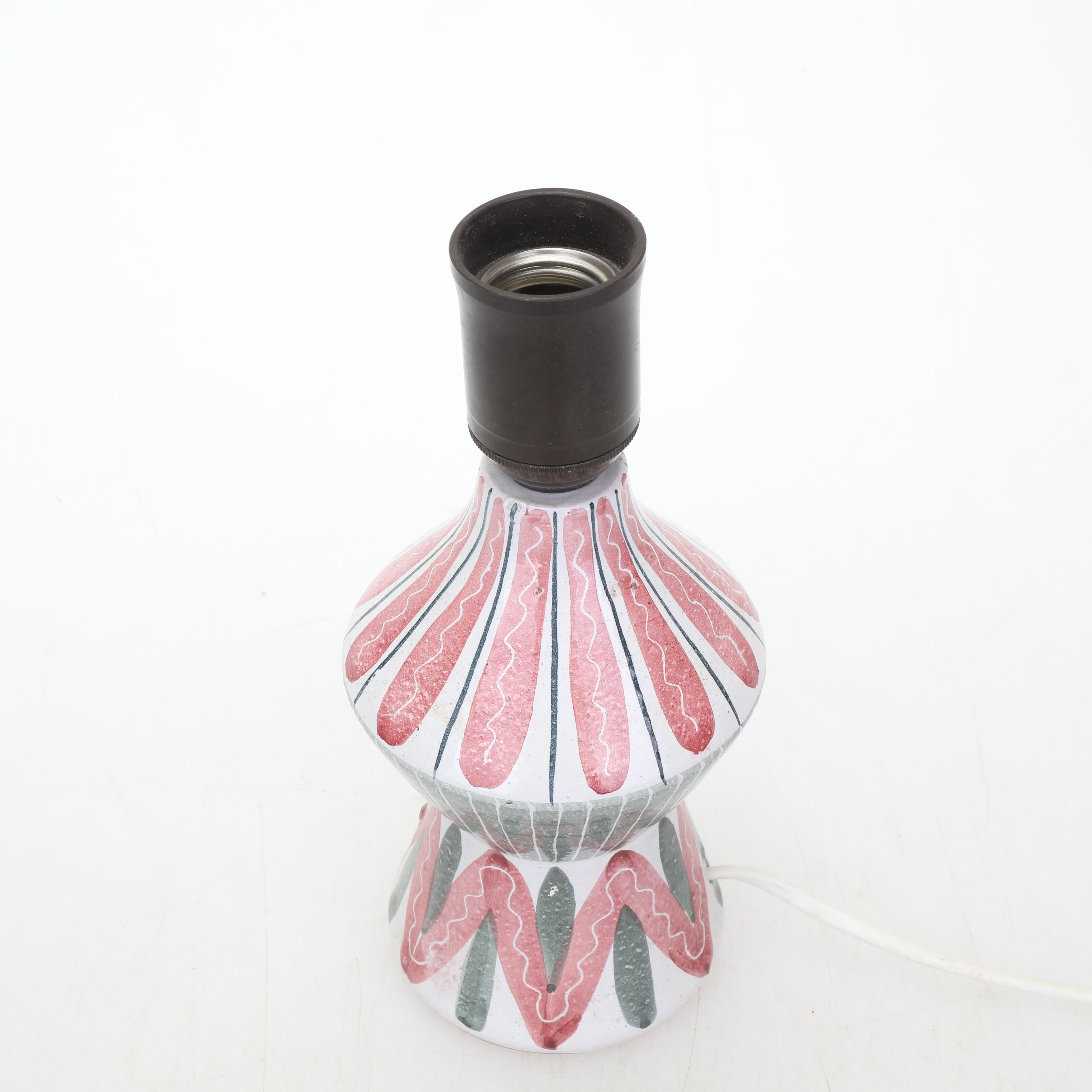 Stieg Lindberg style lamp in hand-painted ceramic, Sweden, 1960, signed Tilgmans