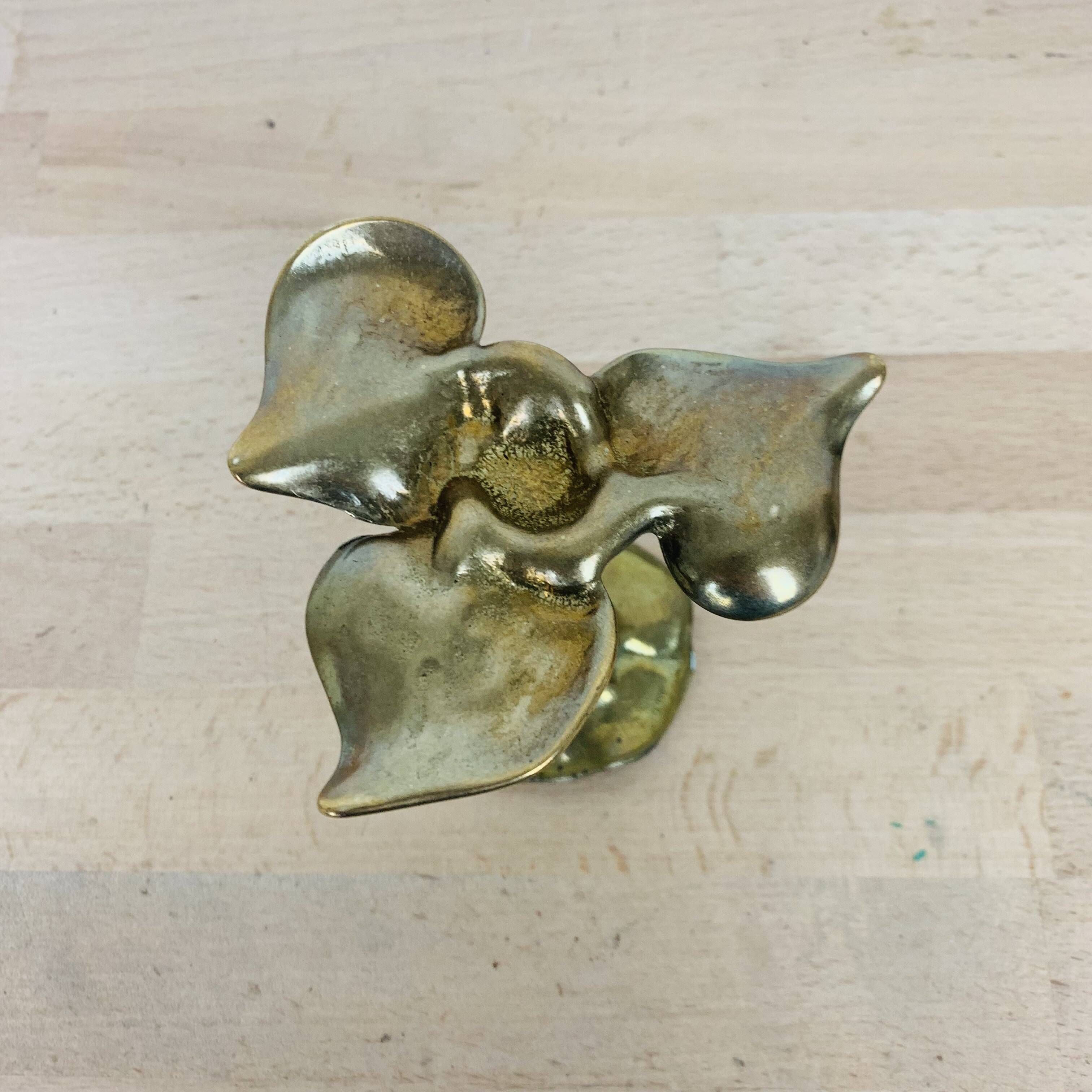 Vintage brass flower candle holder