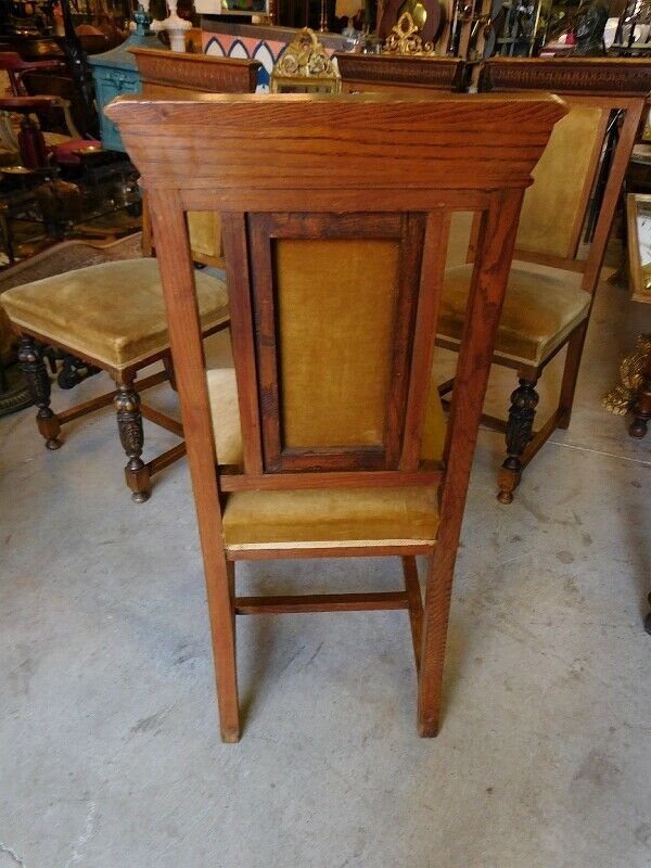 Series of 4 solid oak chairs from the end of the 19th century