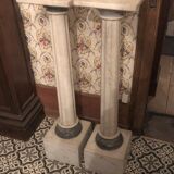 Ancient pair of Columns in Carrara tree Selette Gaine
