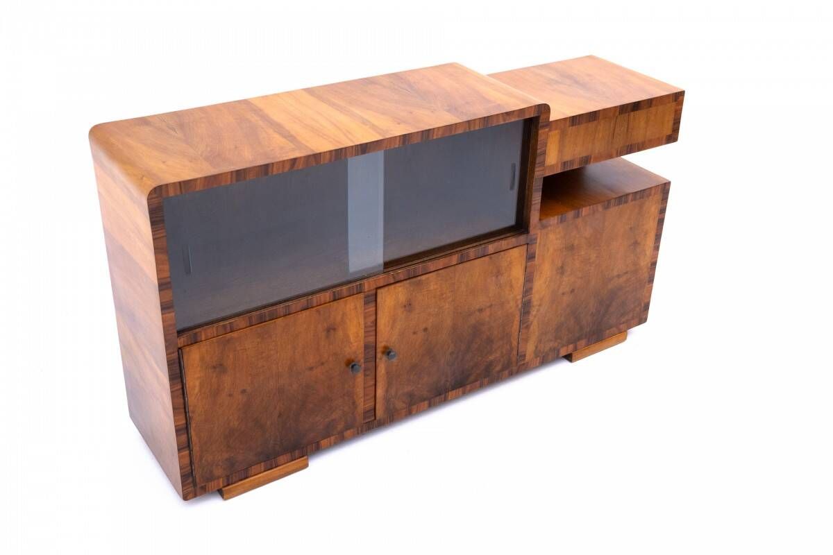 Art Deco-style sideboard, perfect as a TV stand, Poland, 1950s. Restored.