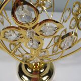 Vintage table lamp, golden structure with crystals.