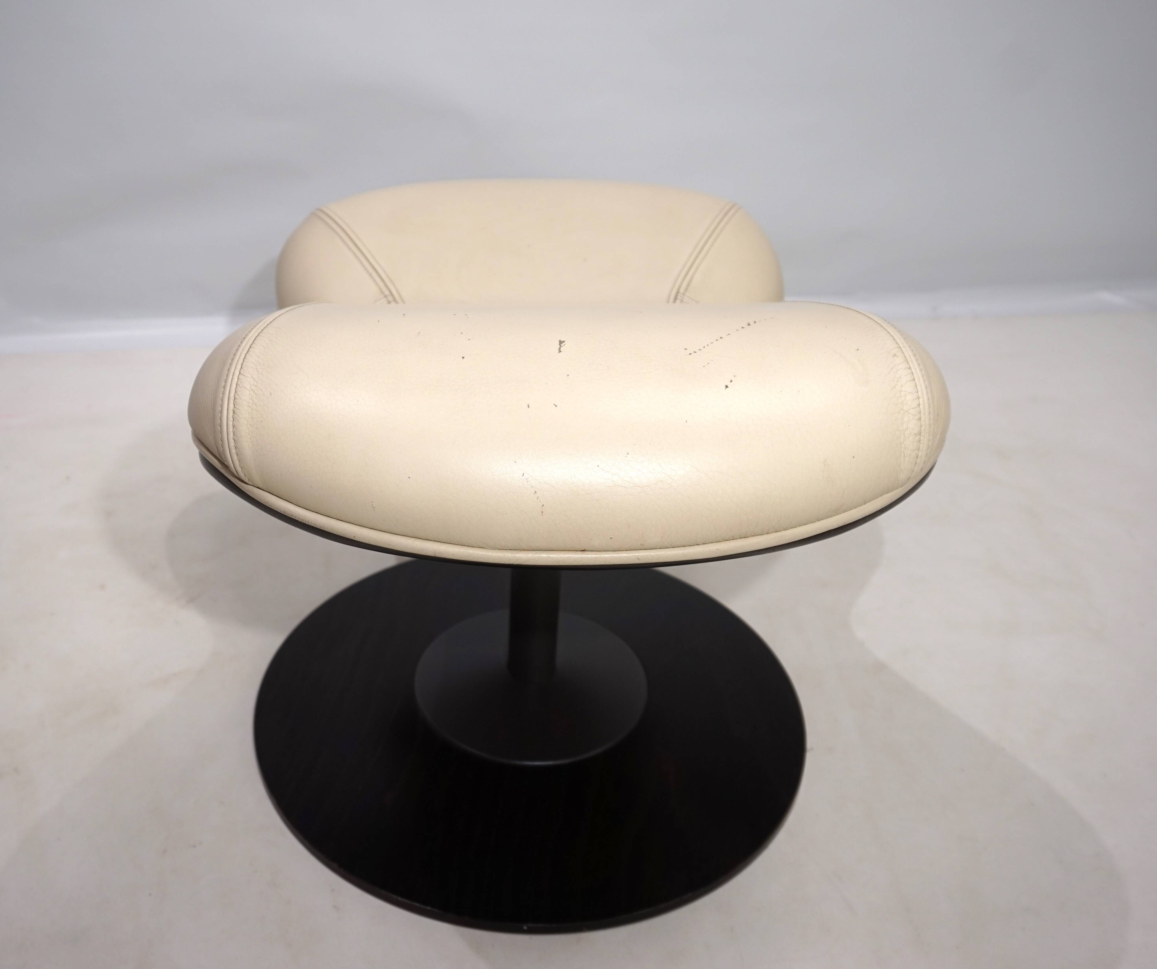 Stokke Varier Tok leather armchair with ottoman by Toshiyuki Kita, 1990
