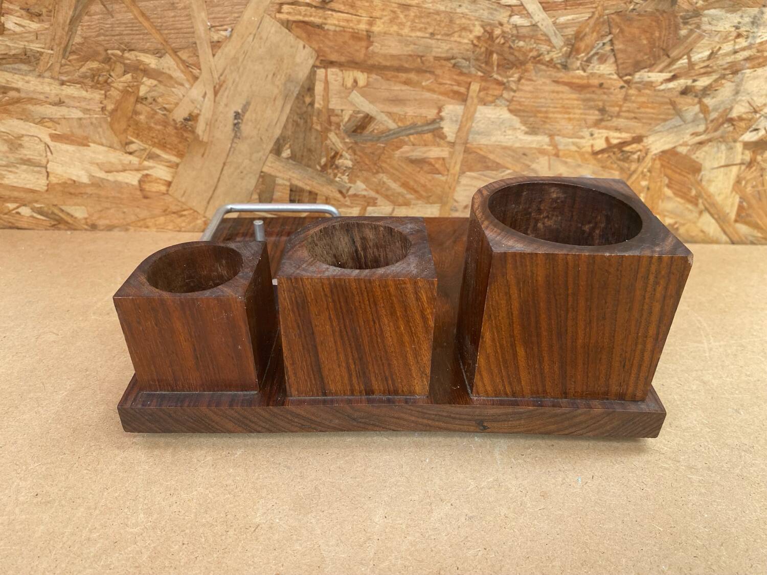 Old Smoking Kit Storage In Wood & Aluminum Vintage #B089