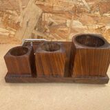 Old Smoking Kit Storage In Wood & Aluminum Vintage #B089
