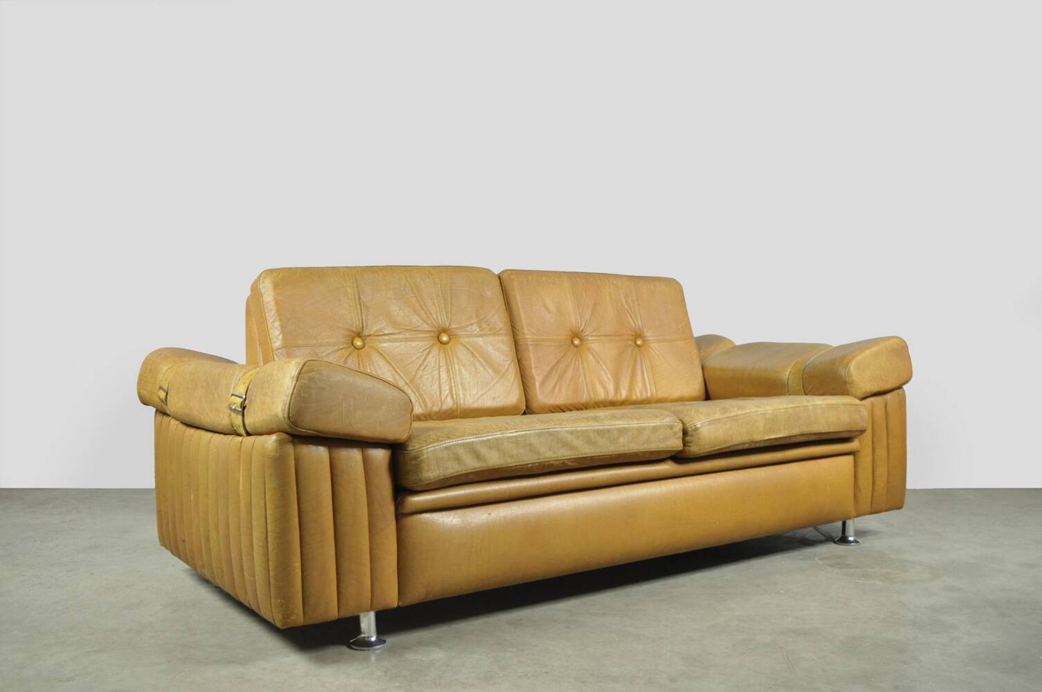 Danish vintage leather 2-seater sofa by svend skipper, 1970s